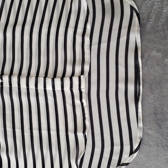 Tracy M. Sheer Colorblock Button-Up Striped High-Low Blouse - Picture 5 of 7